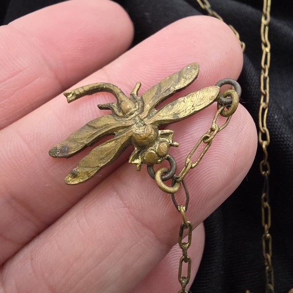 Vintage Brass Dragonfly Necklace - Picture 2 of 3